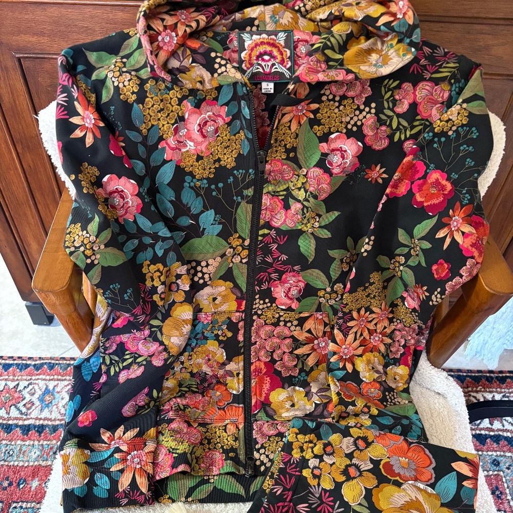 Johnny Was Floral Two-Piece Athleisure Set NWT | Zip Hoodie & Pants | Cotton Str